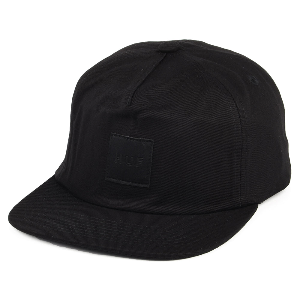 HUF Box Logo Unstructured Snapback Cap - Black On Black – Village Hats