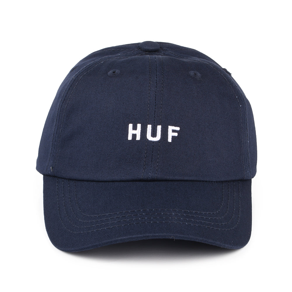 HUF Original Logo Curved Brim Cotton Baseball Cap - Navy Blue