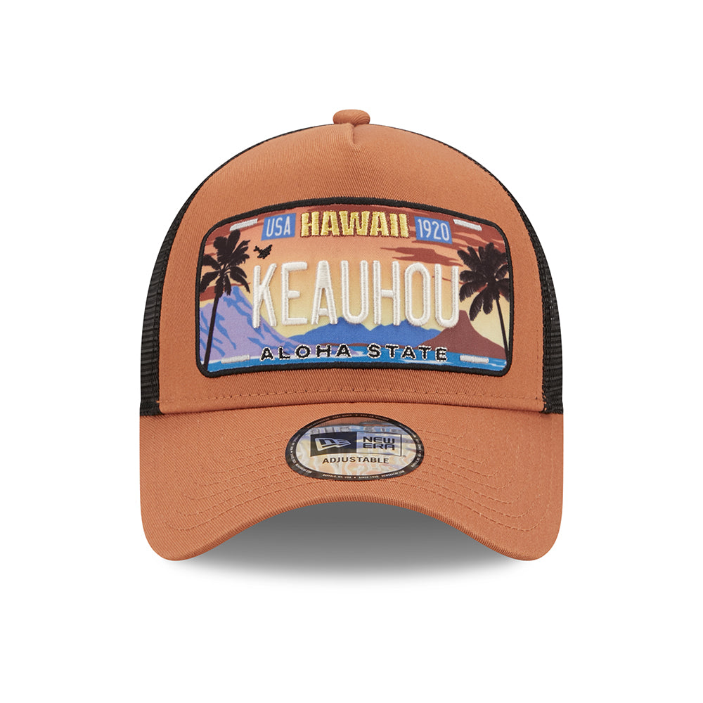 New Era 9FORTY Keauhou A-Frame Trucker Cap - License Plate - Toffee-Black