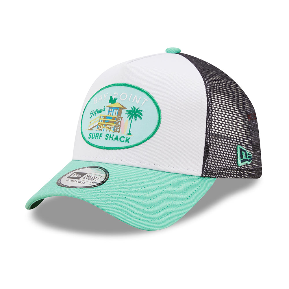 New Era Bay Point A-Frame Trucker Cap - Location Icon - Turquoise-White