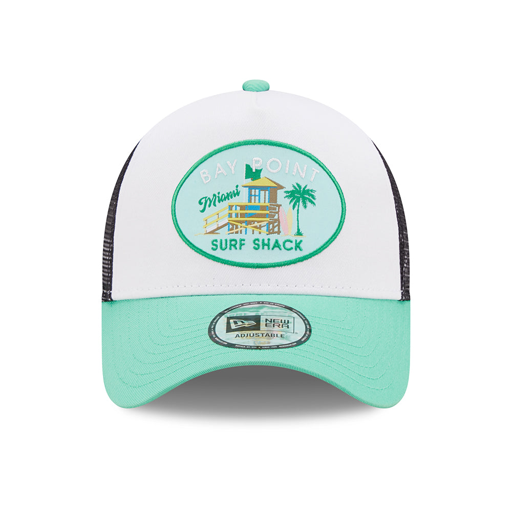 New Era Bay Point A-Frame Trucker Cap - Location Icon - Turquoise-White