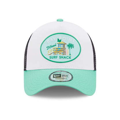 New Era Bay Point A-Frame Trucker Cap - Location Icon - Turquoise-White