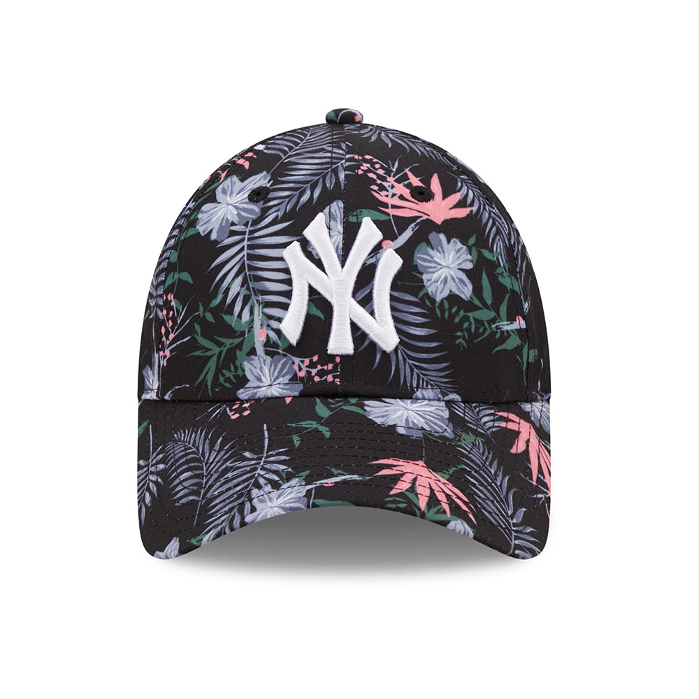 New Era Womens 9FORTY New York Yankees Baseball Cap - MLB Floral - Black-White