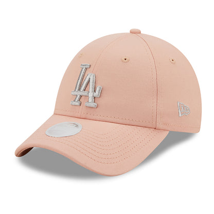 New Era Womens 9FORTY L.A. Dodgers Baseball Cap - MLB Metallic Logo - Light Pink-Silver