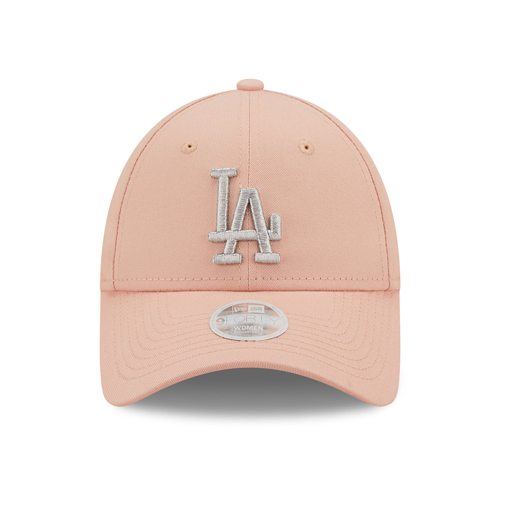 New Era Womens 9FORTY L.A. Dodgers Baseball Cap - MLB Metallic Logo - Light Pink-Silver