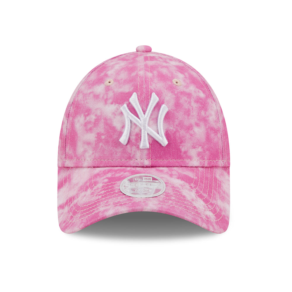 New Era Womens 9FORTY New York Yankees Baseball Cap - MLB Tie Dye - Pink-White