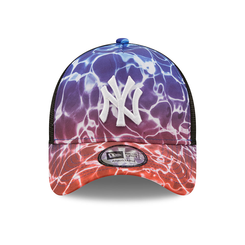 New Era 9FORTY New York Yankees A-Frame Trucker Cap - Summer City - Purple-Black