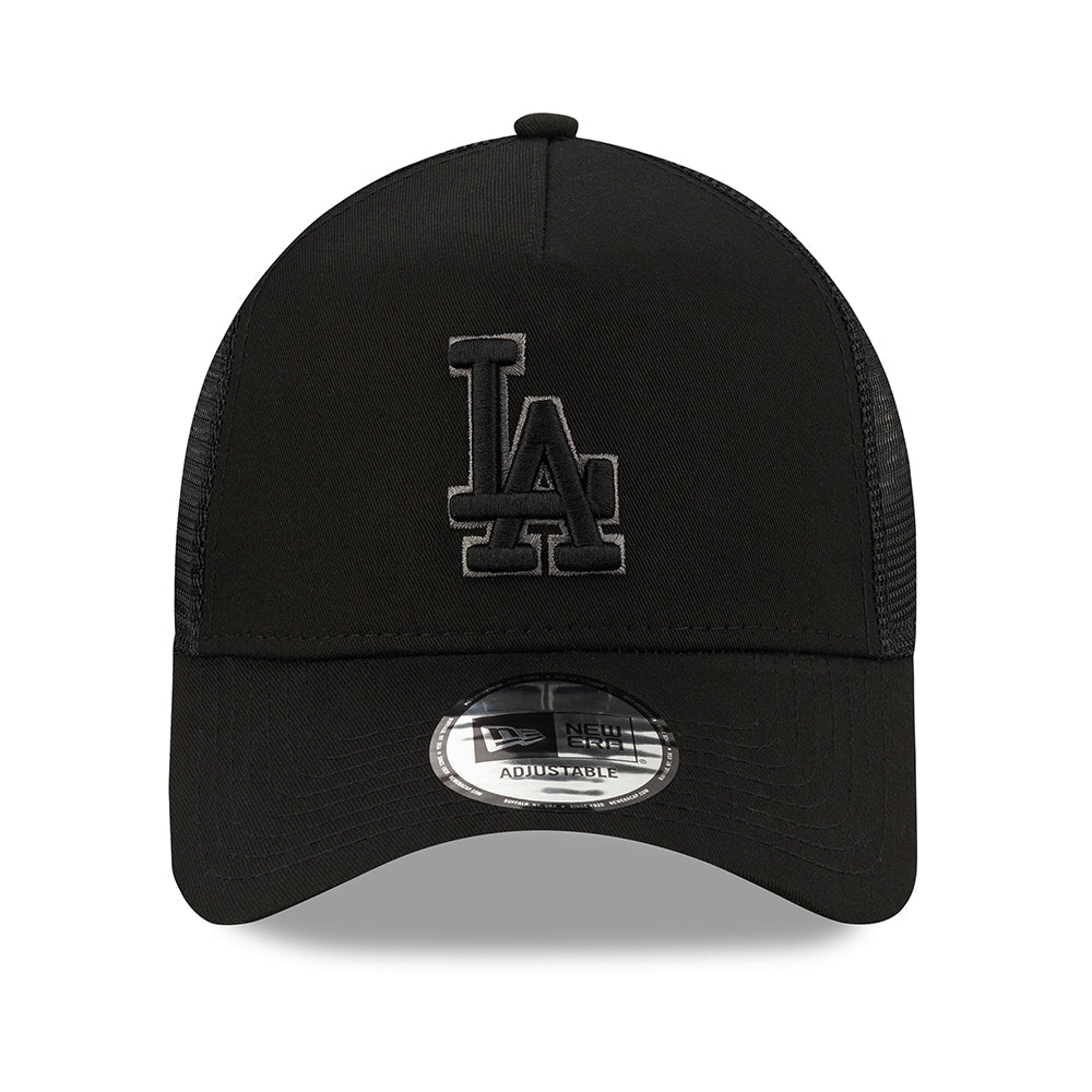 New Era 9FORTY L.A. Dodgers A-Frame Trucker Cap - MLB Black On Black - Black