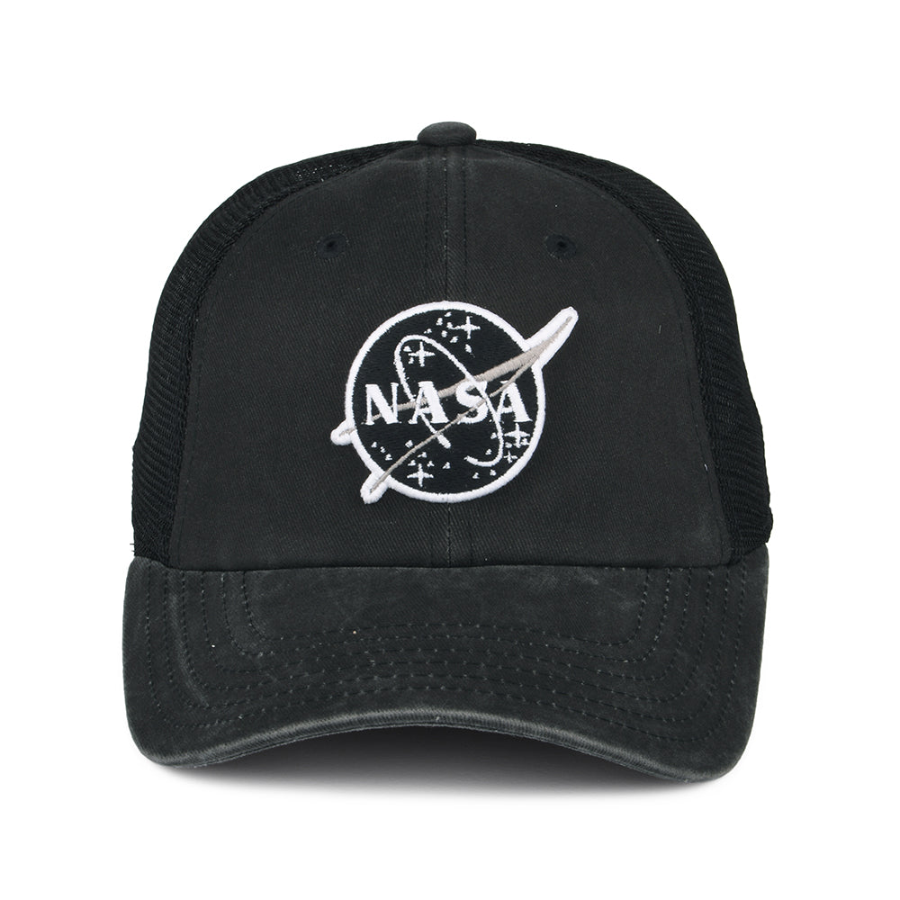 NASA Raglan Bones Trucker Cap - Washed Black