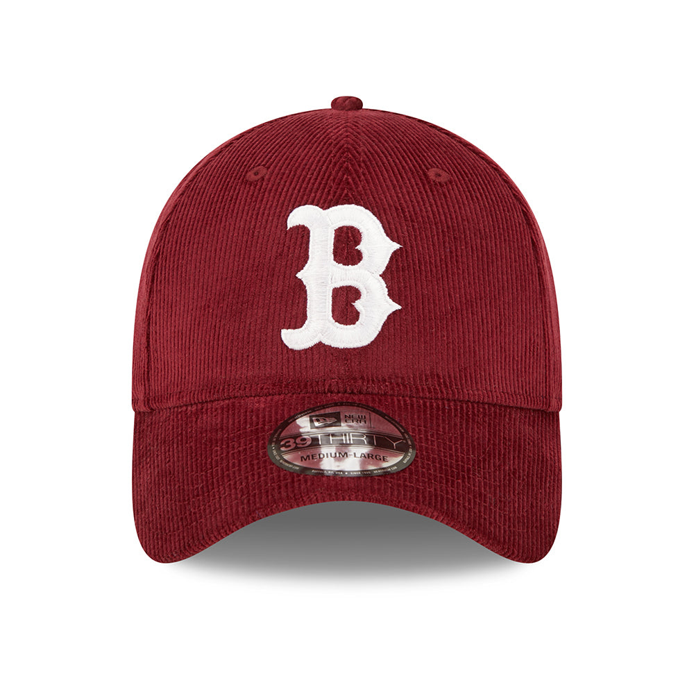 New Era 39THIRTY Boston Red Sox Baseball Cap - MLB Cord - Maroon-White