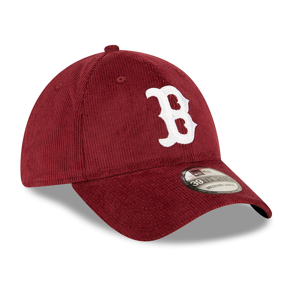 New Era 39THIRTY Boston Red Sox Baseball Cap - MLB Cord - Maroon-White