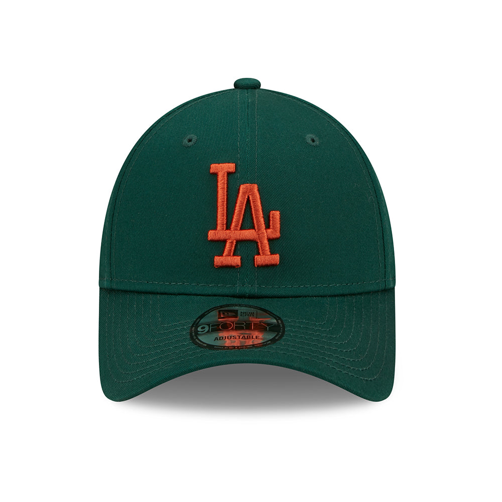 New Era 9FORTY L.A. Dodgers Baseball Cap - MLB League Essential - Dark Green-Rust