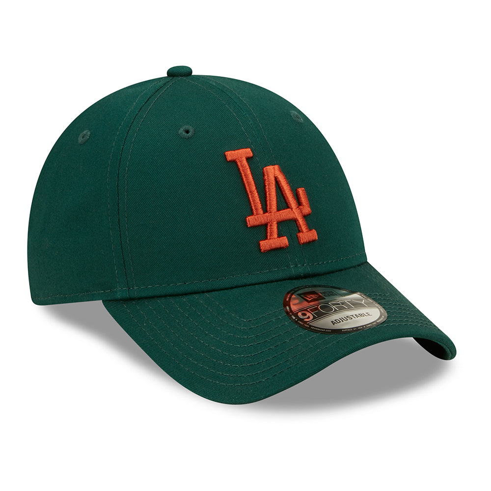 New Era 9FORTY L.A. Dodgers Baseball Cap - MLB League Essential - Dark Green-Rust