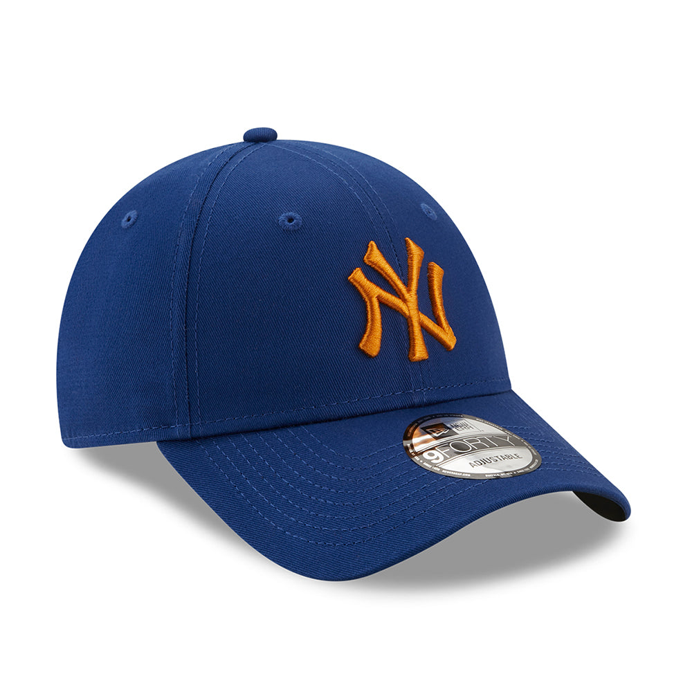 New Era 9FORTY New York Yankees Baseball Cap - MLB League Essential - Royal Blue-Orange