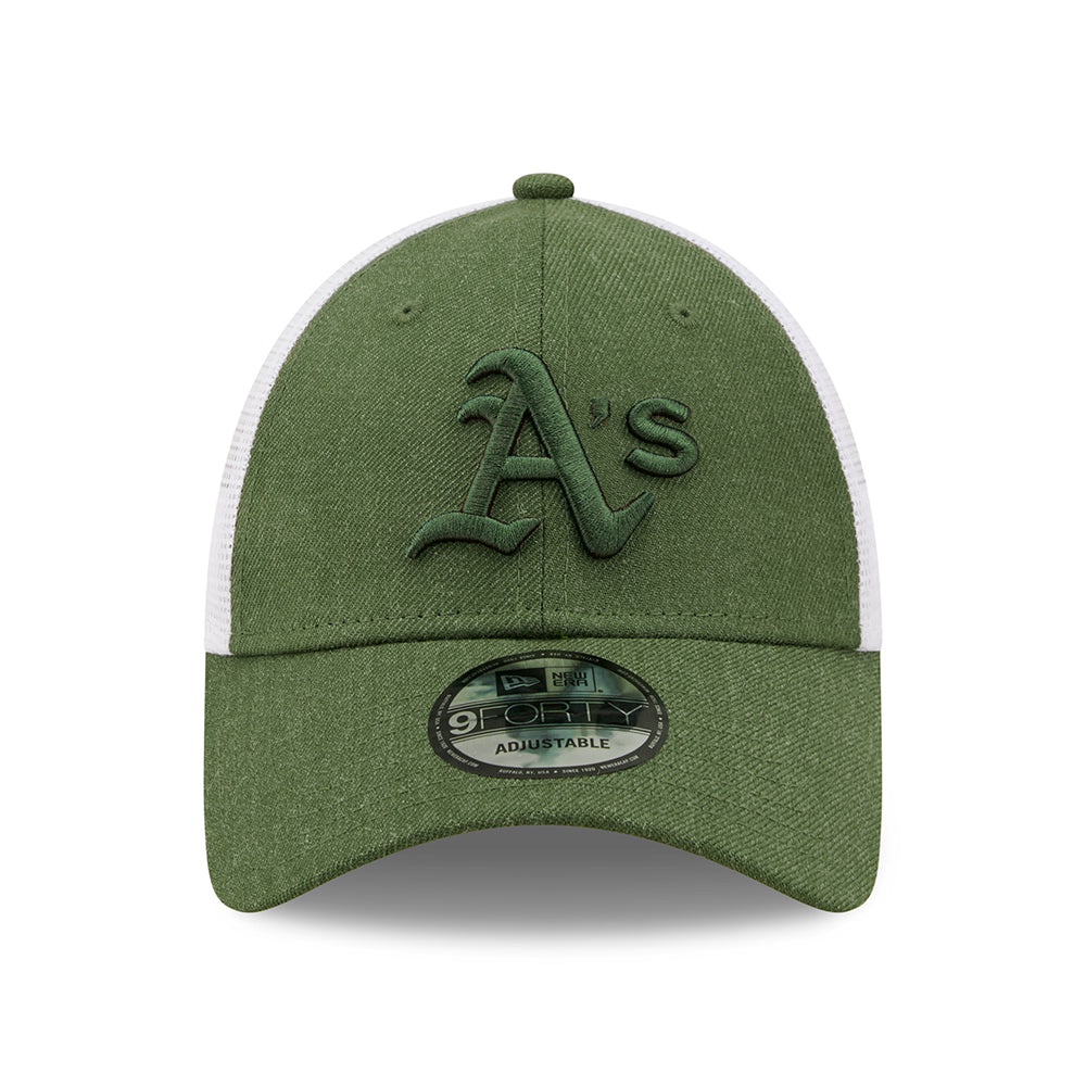 New Era 9FORTY Oakland Athletics Trucker Cap - MLB Home Field - Olive Heather