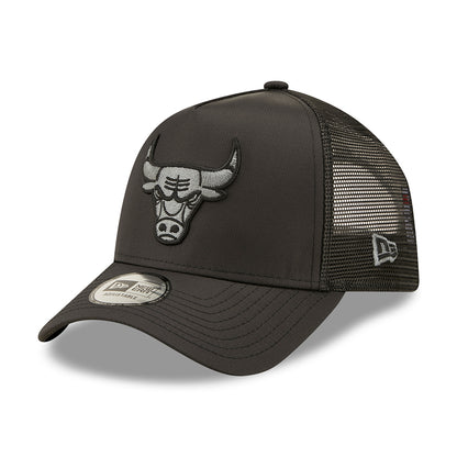 New Era 9FORTY Chicago Bulls A-Frame Trucker Cap - NBA Tonal Black - Black