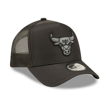 New Era 9FORTY Chicago Bulls A-Frame Trucker Cap - NBA Tonal Black - Black