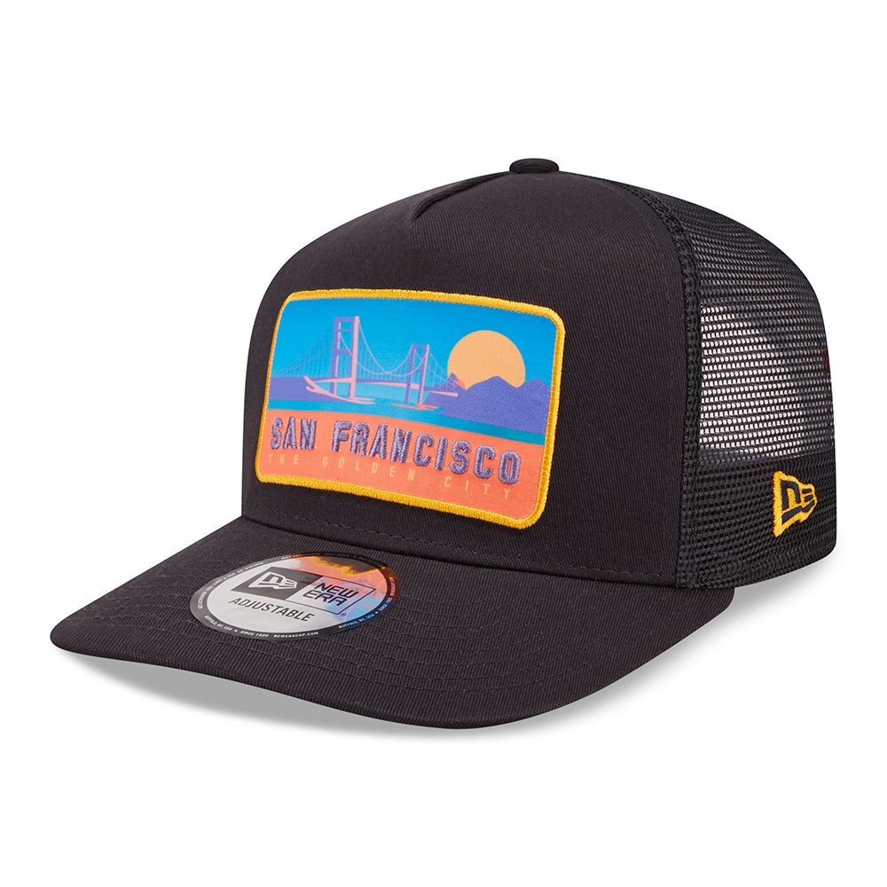 New Era 9FORTY San Francisco A-Frame Trucker Cap - NE Location - Navy Blue