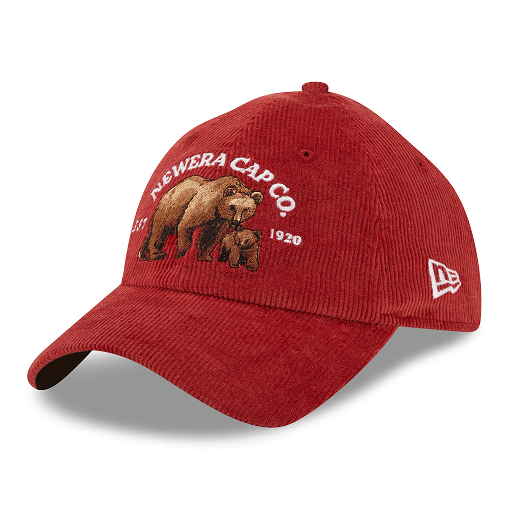 New Era 9TWENTY Bear Corduroy Baseball Cap - Wildlife Casual Classic - Wine