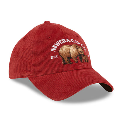 New Era 9TWENTY Bear Corduroy Baseball Cap - Wildlife Casual Classic - Wine