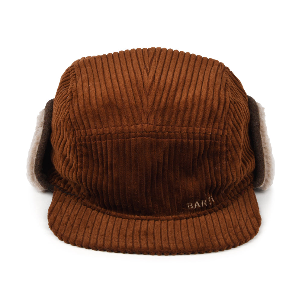 Barts Hats Rayner Corduroy 5 Panel Cap with Earflaps - Rust