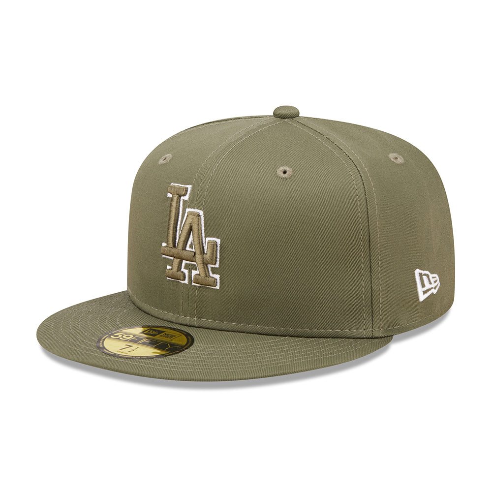 New Era 59FIFTY L.A. Dodgers Baseball Cap - MLB Team Outline - Olive ...