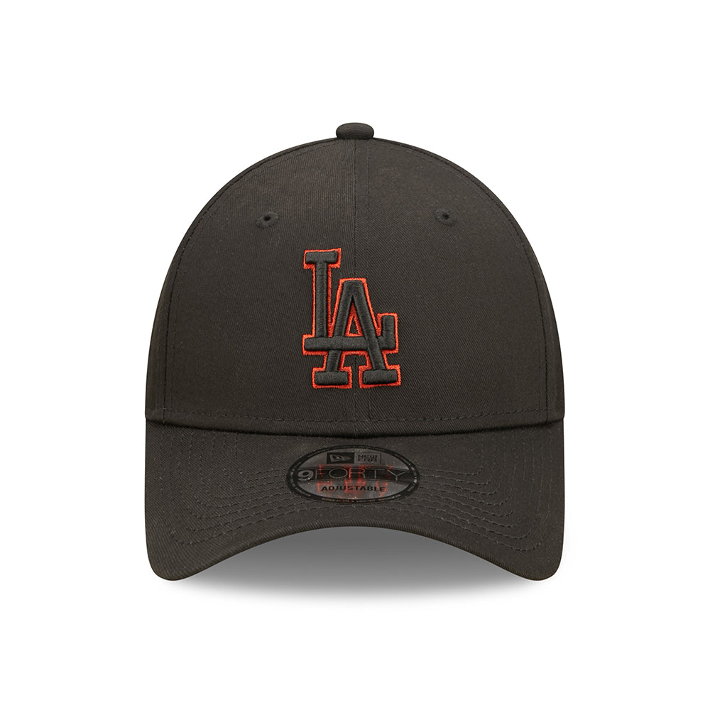 New Era 9FORTY L.A. Dodgers Baseball Cap - MLB Team Outline - Black-Red