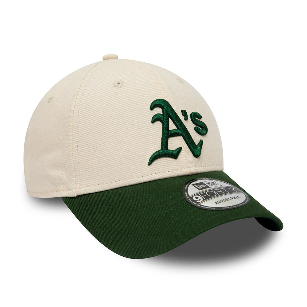 New Era 9FORTY Oakland Athletics Baseball Cap - MLB - Cream-Dark Green