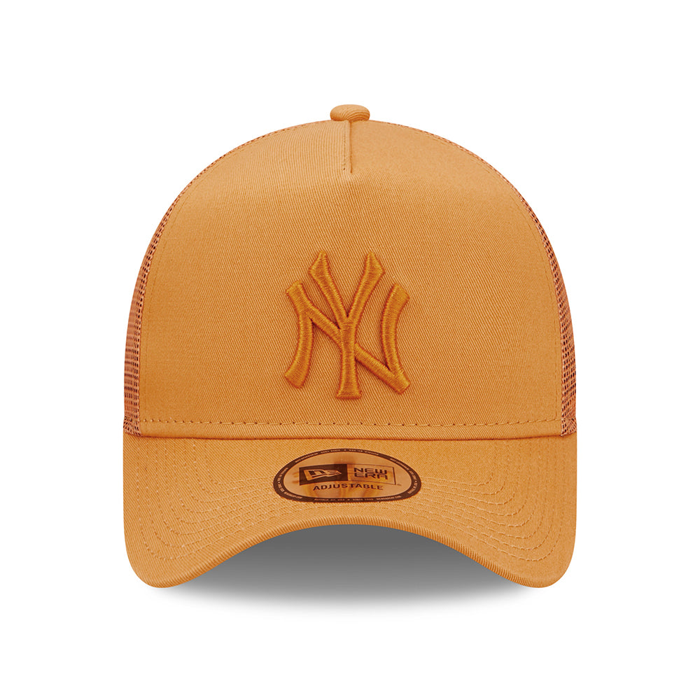 New Era 9FORTY New York Yankees A-Frame Trucker Cap - MLB Tonal Mesh - Orange