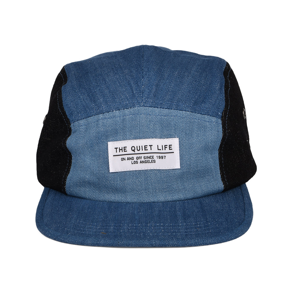 The Quiet Life Hats Patchwork Denim 5 Panel Cap - Denim-Black