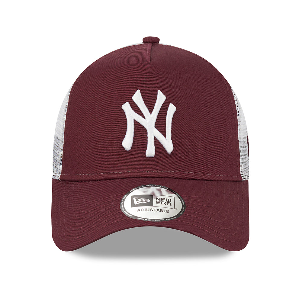 New Era 9FORTY New York Yankees A-Frame Trucker Cap - MLB League Essential - Maroon-White