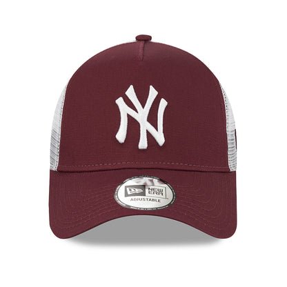 New Era 9FORTY New York Yankees A-Frame Trucker Cap - MLB League Essential - Maroon-White