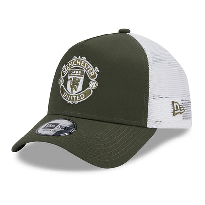 New Era Manchester United FC A-Frame Trucker Cap - Seasonal - Olive-White