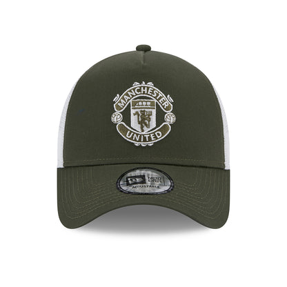 New Era Manchester United FC A-Frame Trucker Cap - Seasonal - Olive-White