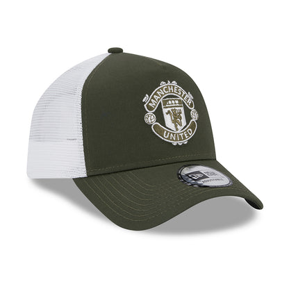 New Era Manchester United FC A-Frame Trucker Cap - Seasonal - Olive-White