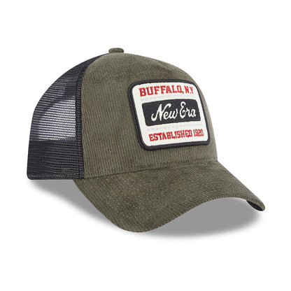 New Era Corduroy A-Frame Trucker Cap - Olive-Black