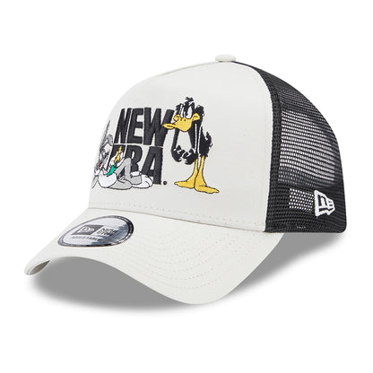 New Era Bugs Bunny & Daffy Duck A-Frame Trucker Cap - Looney Tunes - Stone-Black