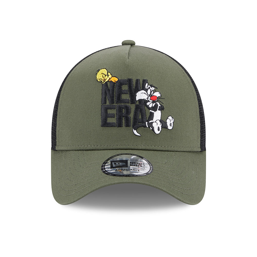 New Era Sylvester & Tweety A-Frame Trucker Cap - Looney Tunes - Olive-Black