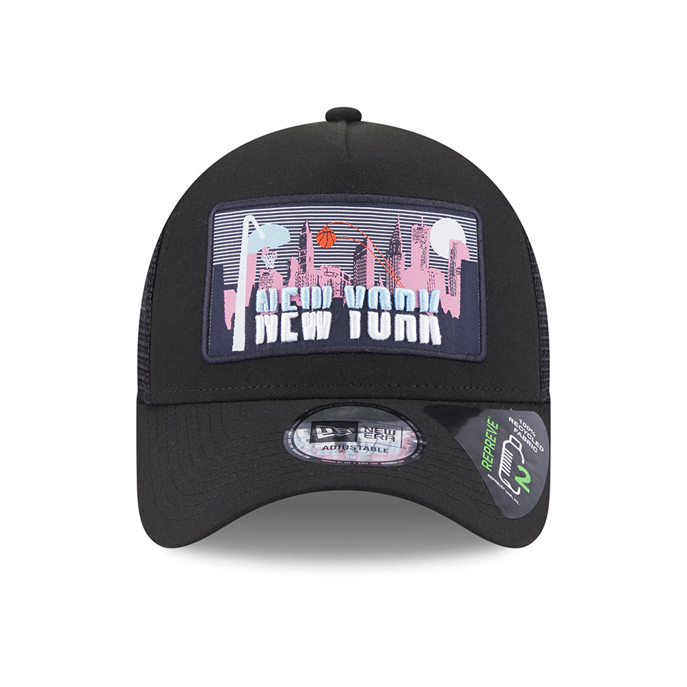 New Era New York A-Frame Trucker Cap - License Plate - Black