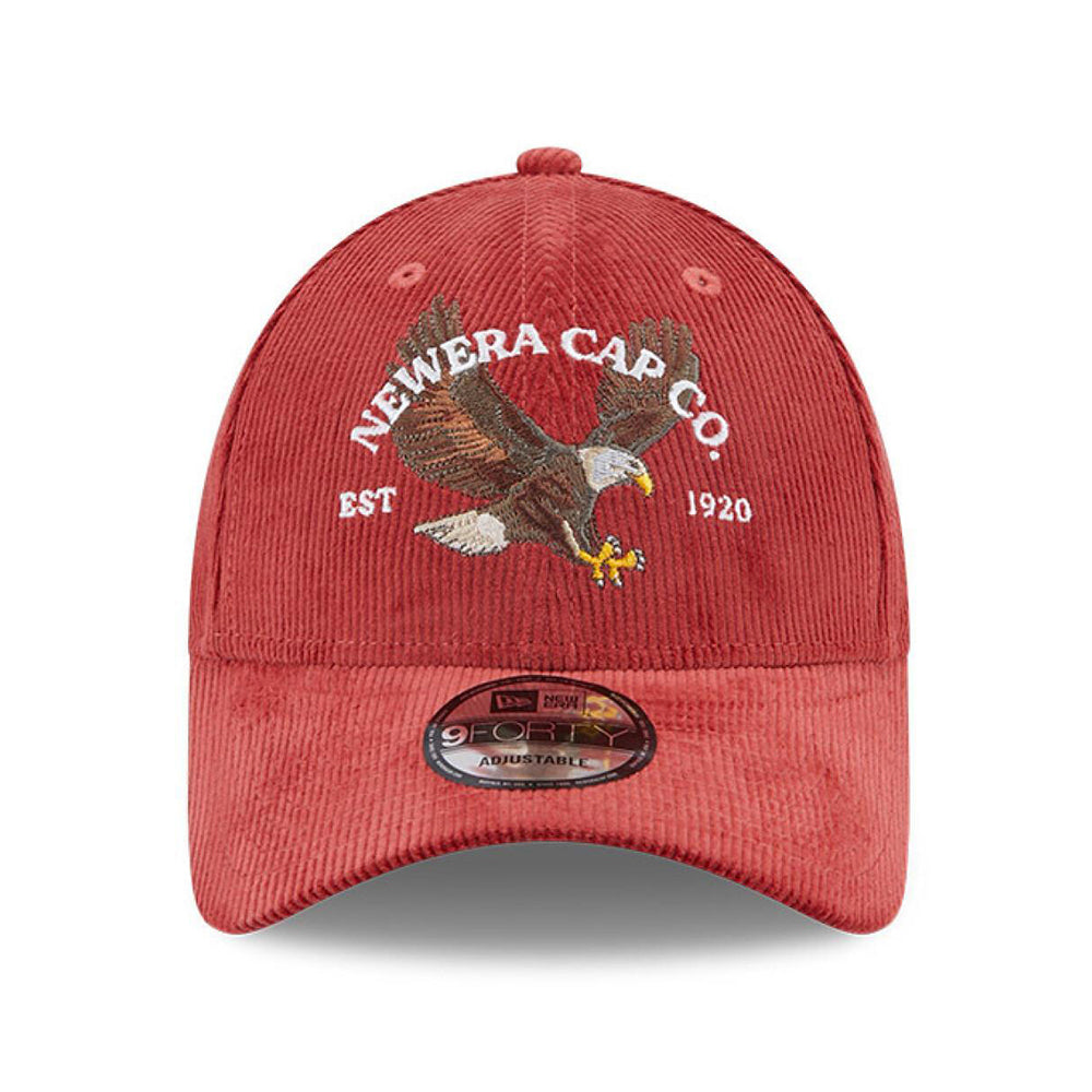 New Era 9FORTY Eagle Baseball Cap - NE Cord - Washed Red