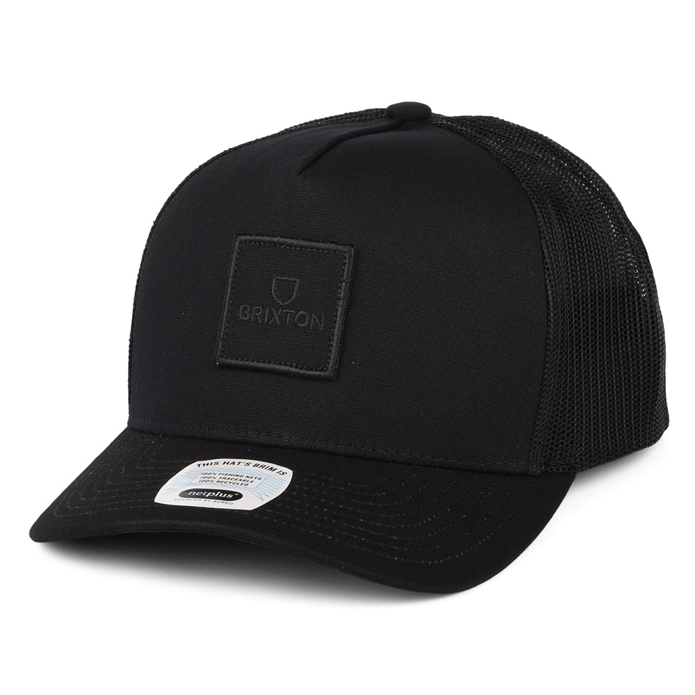 Brixton Hats Alpha Block NetPlus C MP Trucker Cap - Black On Black ...