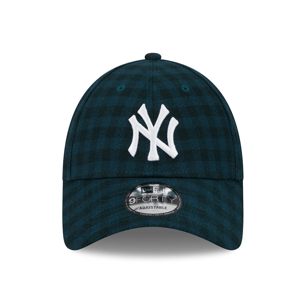 New Era 9FORTY New York Yankees Baseball Cap - MLB Flannel - Dark Green-White