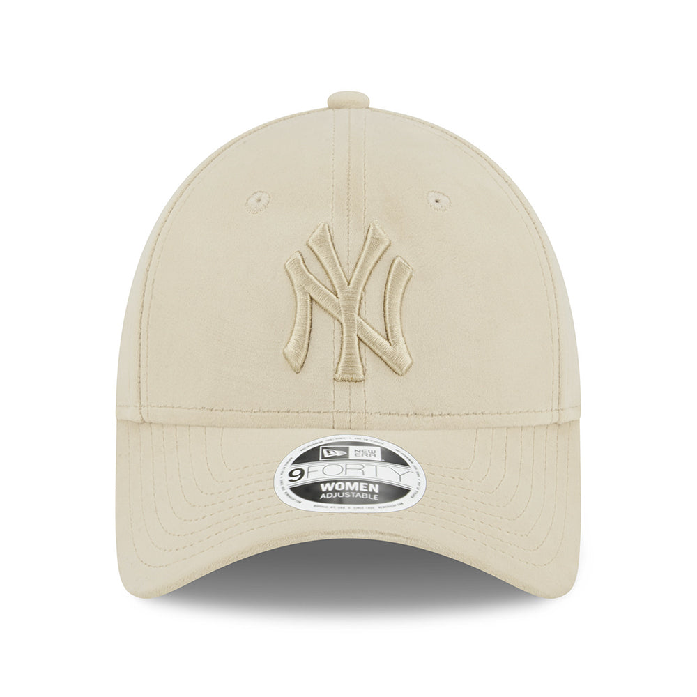 New Era Womens 9FORTY New York Yankees Baseball Cap - MLB Velour - Stone