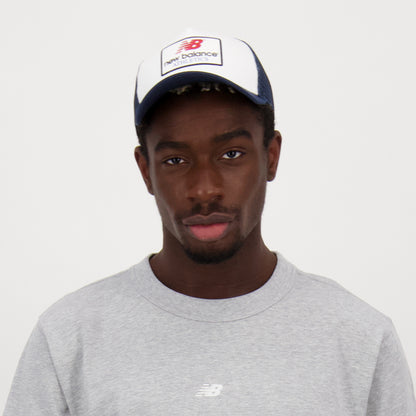 New Balance Hats Lifestyle Athletics Graphic Trucker Cap - White-Navy