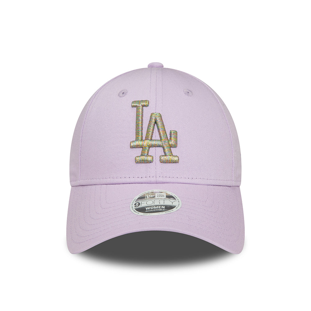 New Era Womens 9FORTY L.A. Dodgers Baseball Cap - MLB Metallic Logo - Lavender-Silver