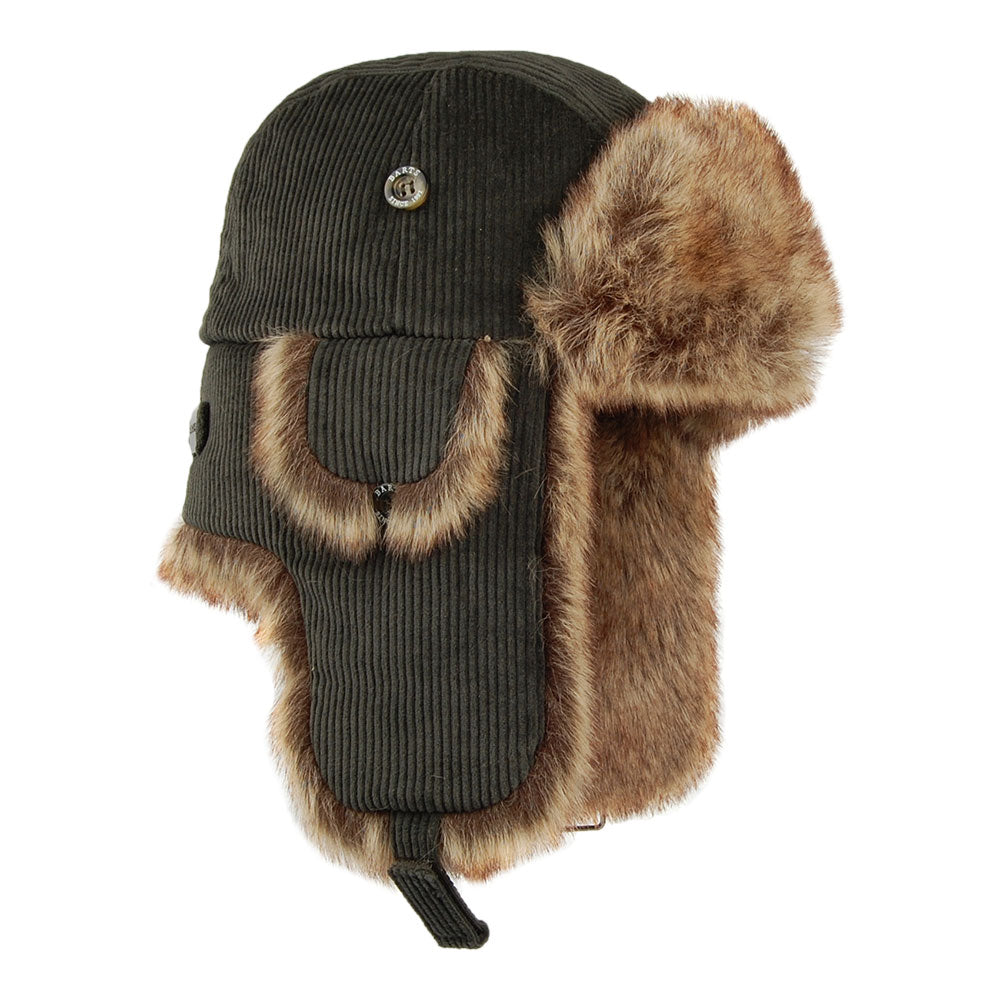 Barts Hats Corduroy Rib Faux Fur Bomber Trapper Hat - Army Green