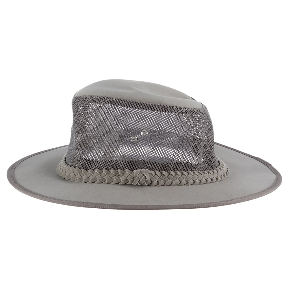 Dorfman Pacific Hats Cooler Mesh Outback Hat - Grey