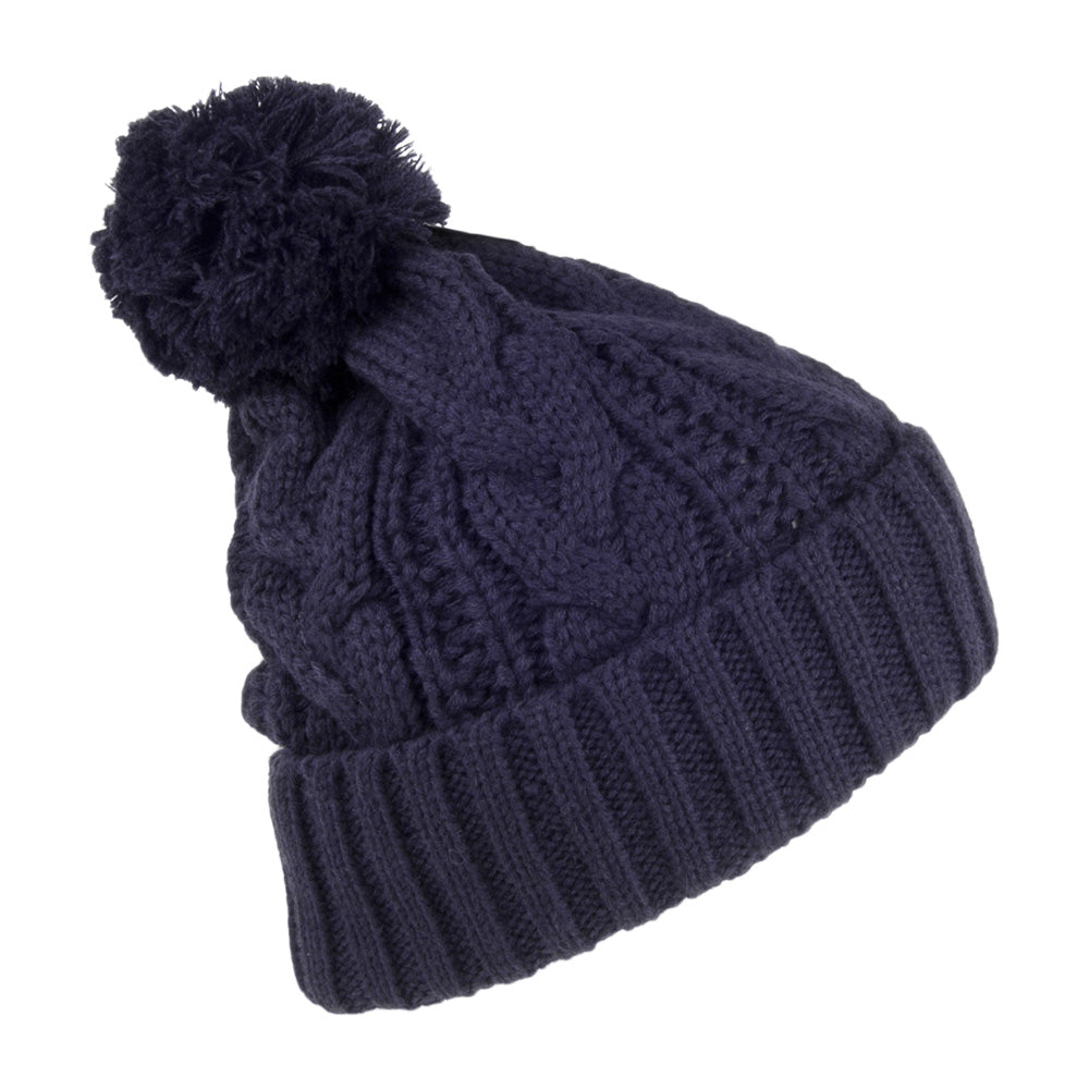 Jaxon & James Cable Knit Bobble Hat - Navy Blue