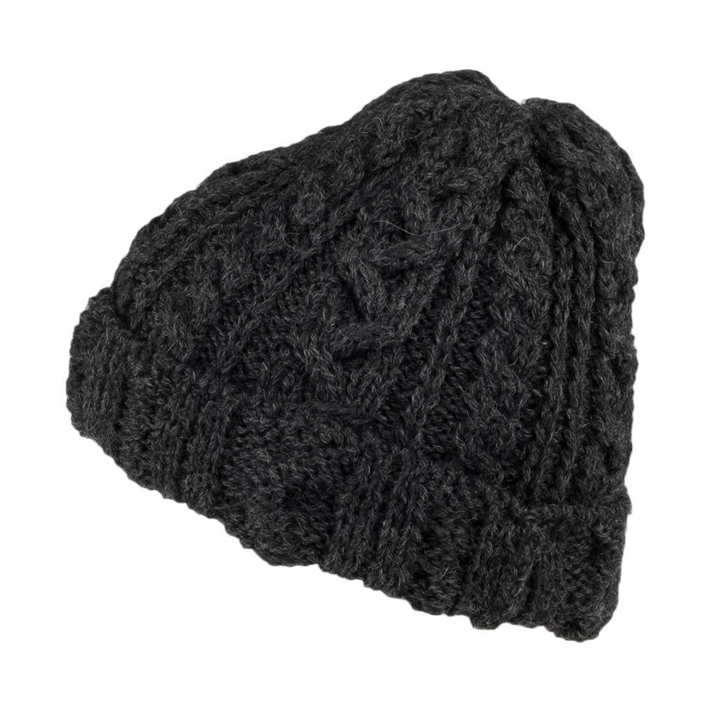 Highland 2000 English Wool Oversized Beanie Hat - Charcoal