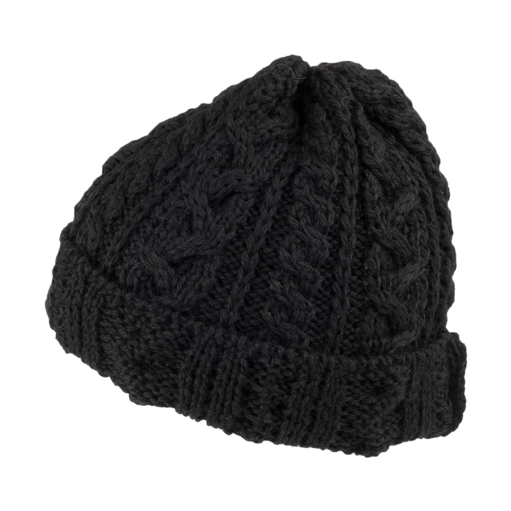 Highland 2000 English Wool Oversized Beanie Hat - Black